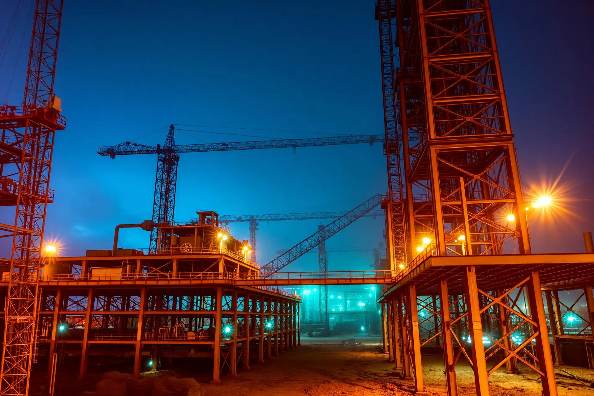 Industrial infrastructure project at blue hour — BAUS Engineers
